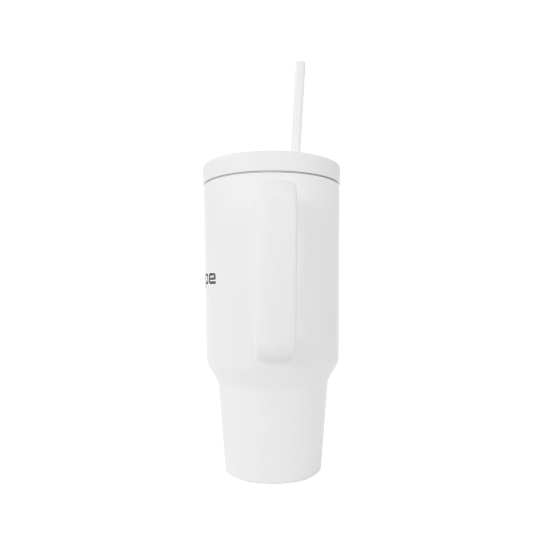 40 oz Tumbler with Handle and Straw Lid - White