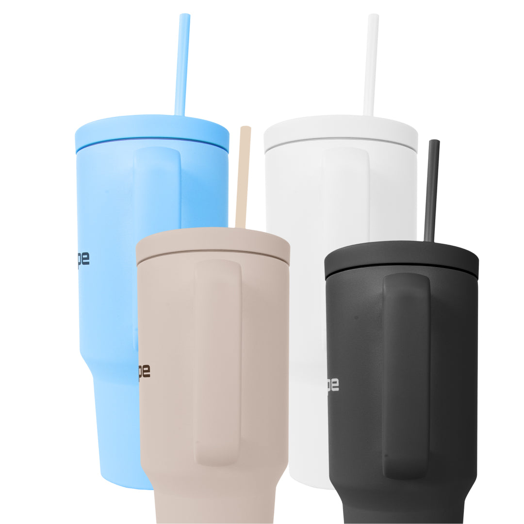 40 oz Tumbler with Handle and Straw Lid - White