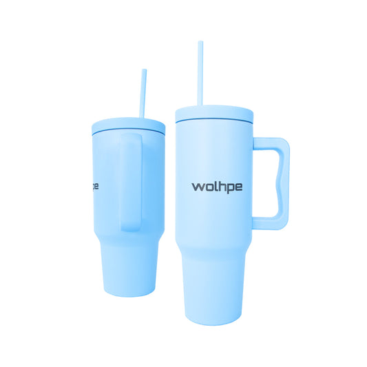 40 oz Tumbler with Handle and Straw Lid - Light blue